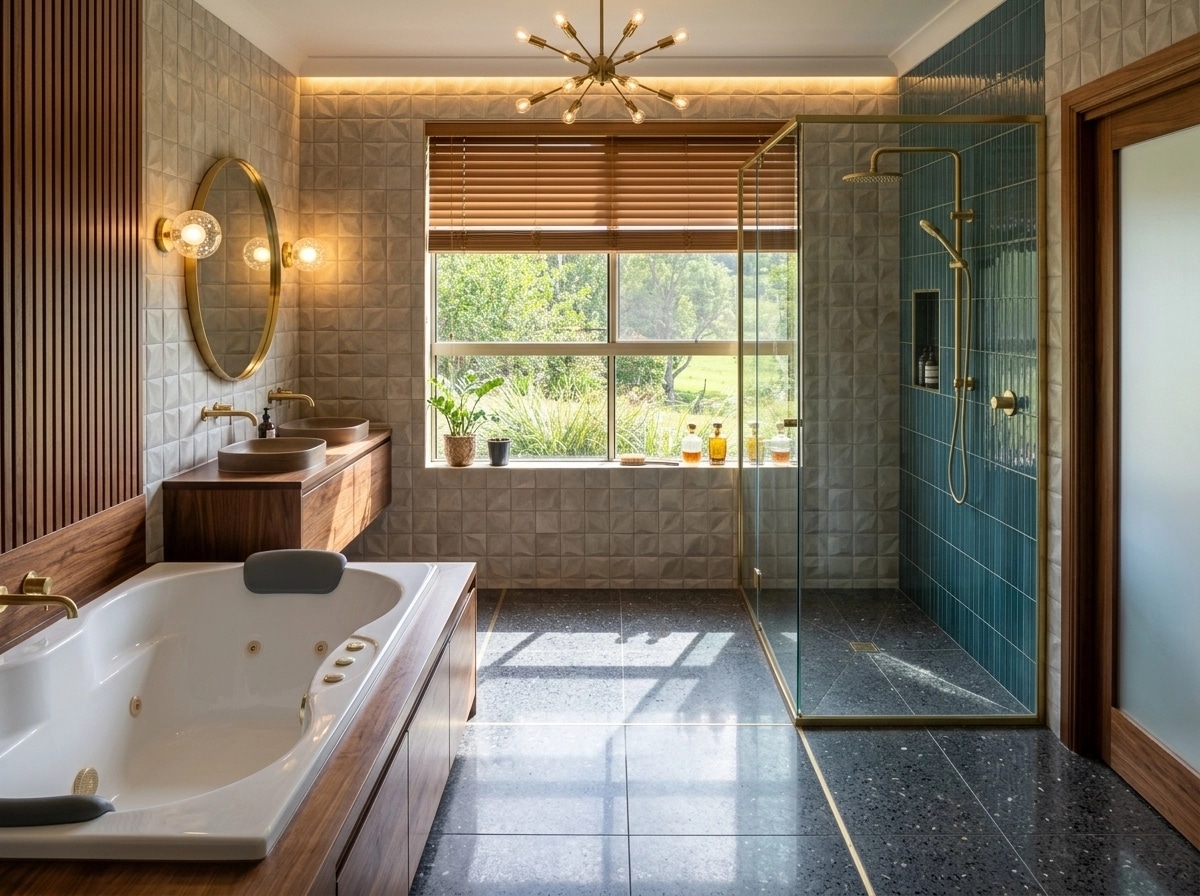 Mid-Century Modern Bathroom design — interior photo by GenRoom AI