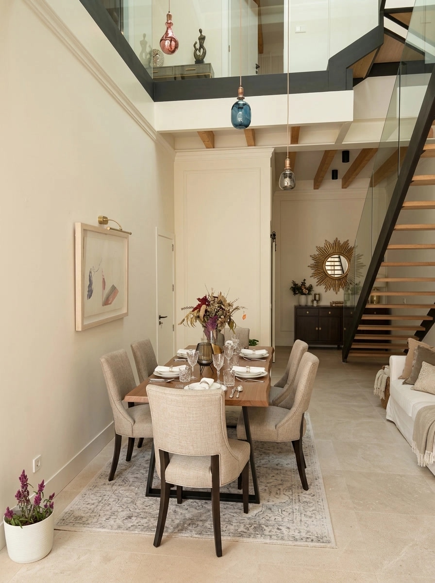 ออกแบบภายในในสไตล์ Transitional — dining_room โดย GenRoom AI