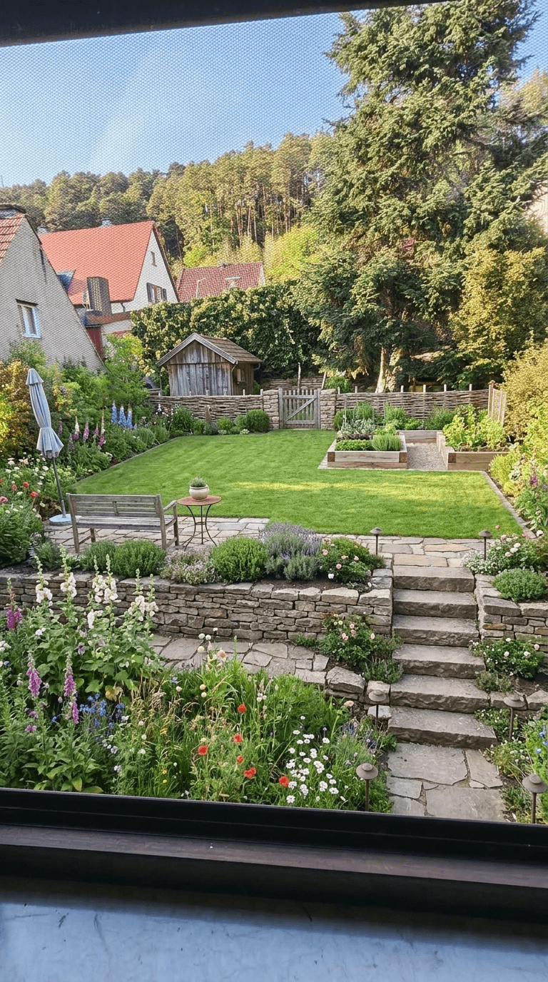 Yard design in Country Rustic Garden style — photo by GenRoom AI
