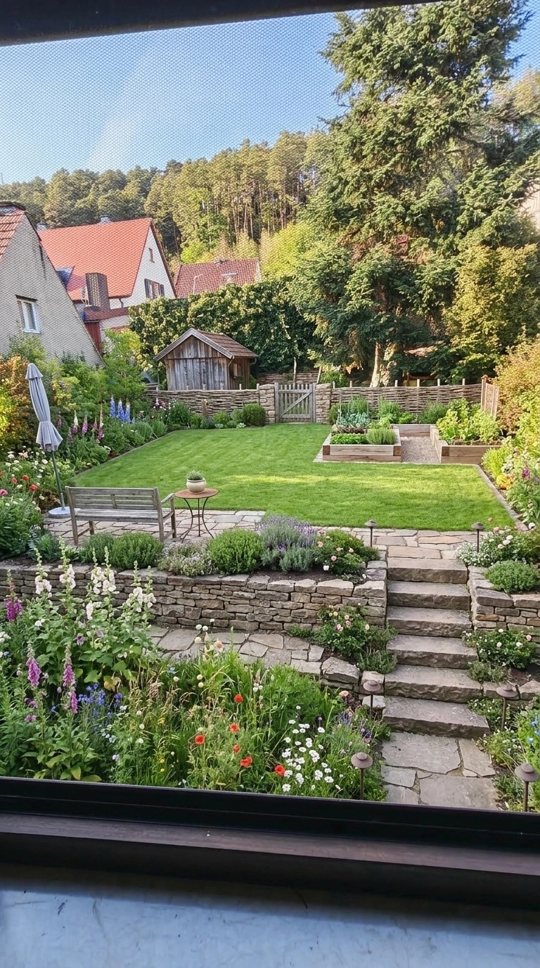 Landscape design in Country Rustic Garden style — Yard by GenRoom AI
