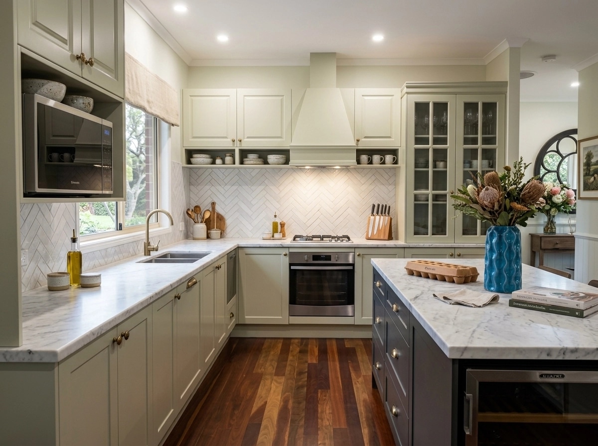 Kitchen interior in Modern Farmhouse style — photo by GenRoom AI