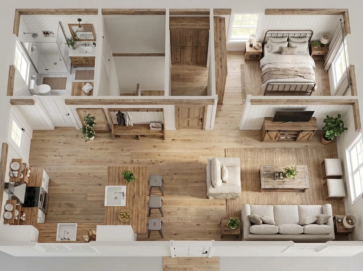 Interior design in Modern Farmhouse style — Living Room by GenRoom AI