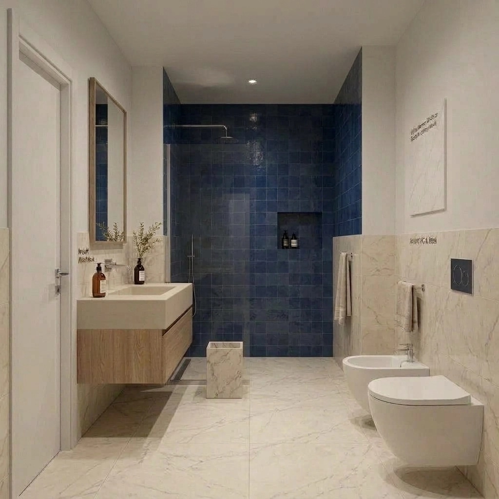 Bathroom interior in Scandinavian style — photo by GenRoom AI
