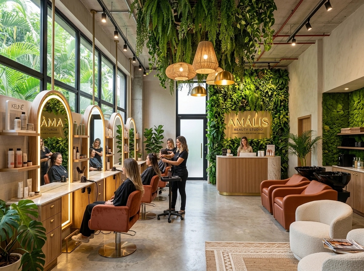 Interior design in Biophilic style — beauty_salon by GenRoom AI