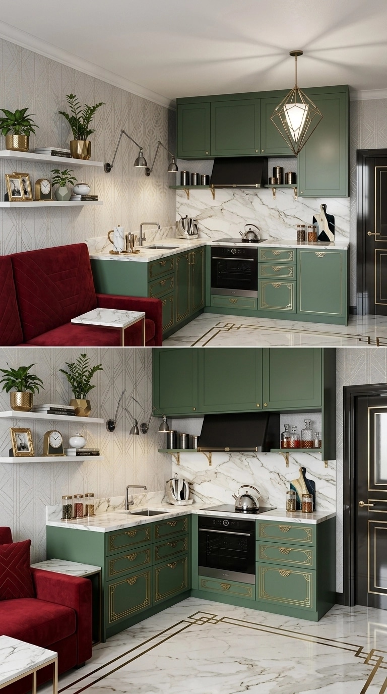 Kitchen interior in Art Deco style — photo by GenRoom AI