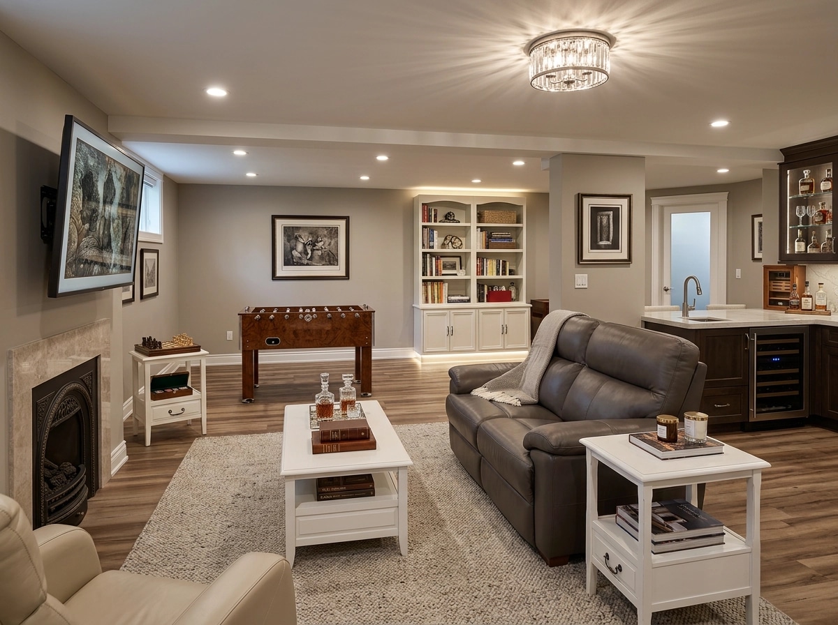 Interior design in Transitional style — basement by GenRoom AI