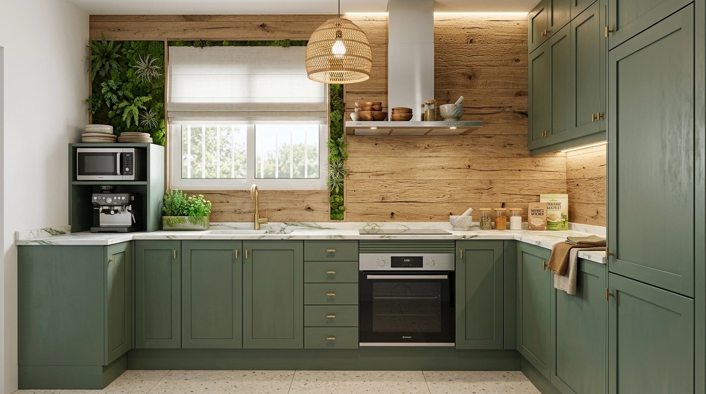 Kitchen interior in Biophilic style — photo by GenRoom AI