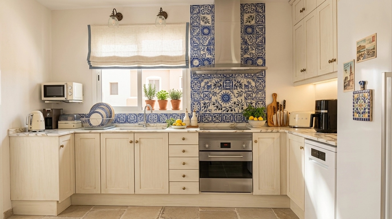 Kitchen interior in Mediterranean style — photo by GenRoom AI