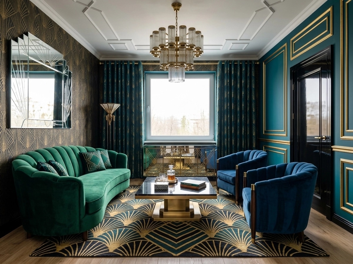 Interior design in Art Deco style — Living Room by GenRoom AI