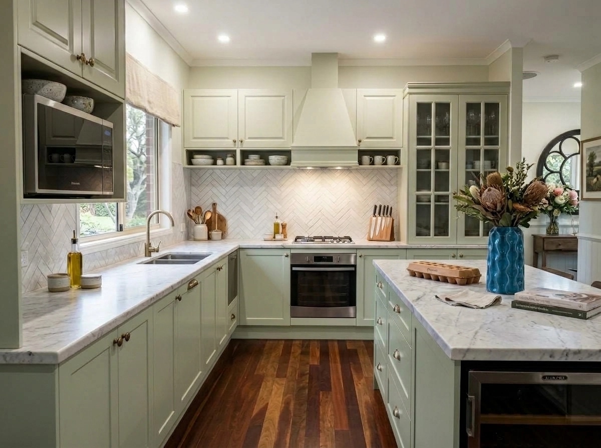 Kitchen interior in Modern Farmhouse style — photo by GenRoom AI