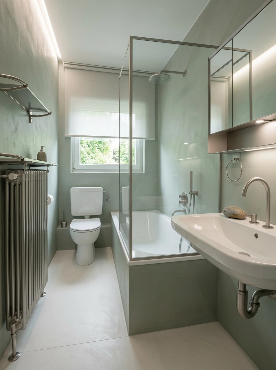 Bathroom interior in Minimalism style — photo by GenRoom AI