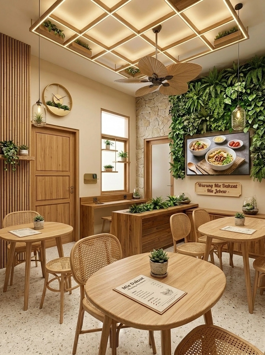 Interior design in Biophilic style — cafe by GenRoom AI