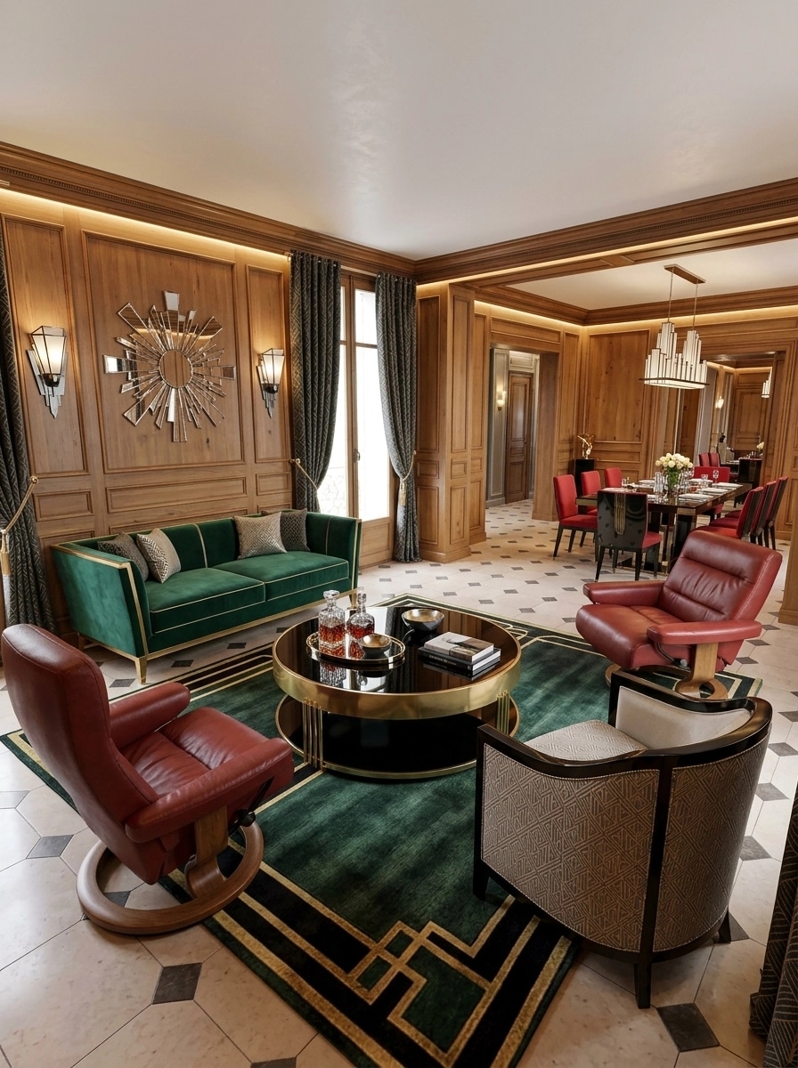 Design de interiores em estilo Art Deco — Sala de Estar por GenRoom AI