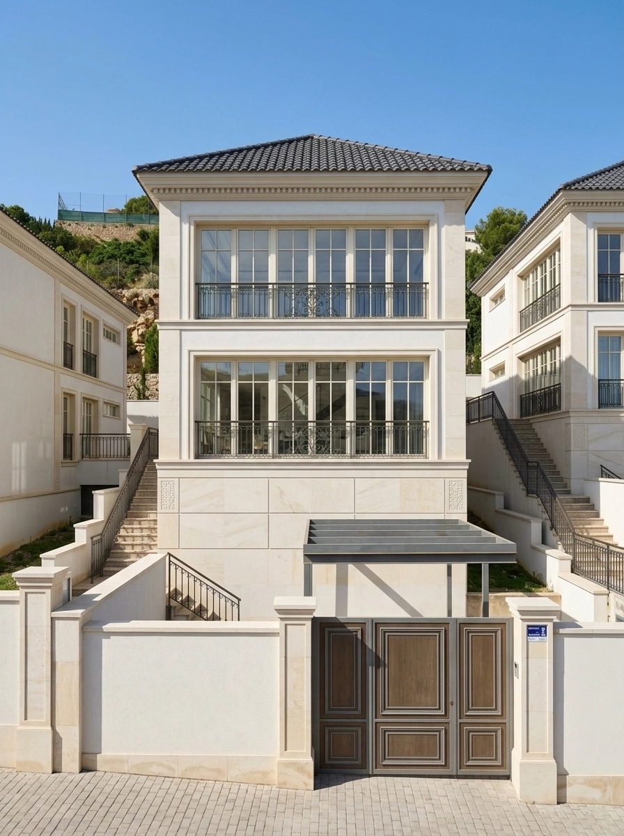 Neoclassic Facade Fachada design — facade photo by GenRoom AI