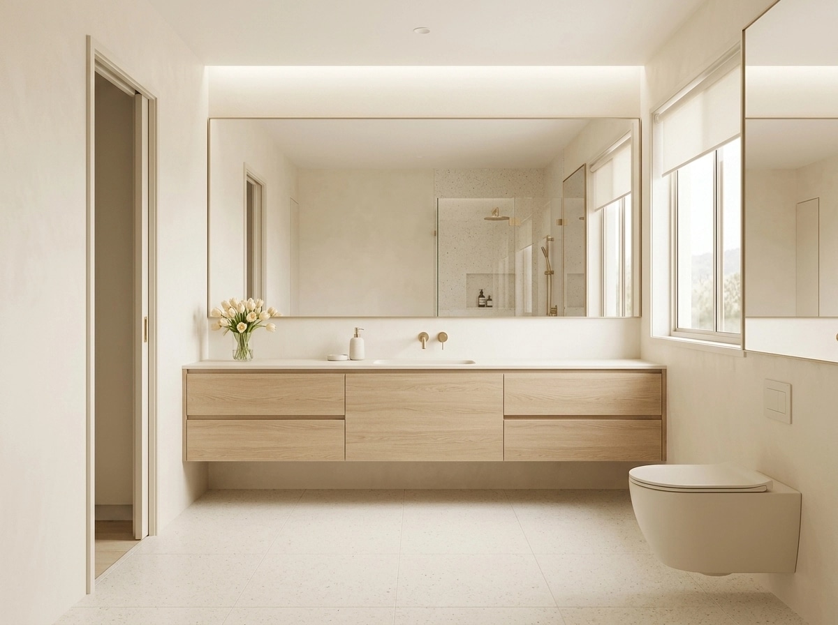 Bathroom interior in Minimalism style — photo by GenRoom AI