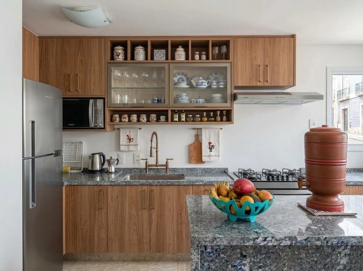 Kitchen interior in Portuguese Modern style — photo by GenRoom AI