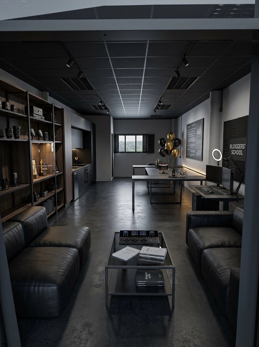 Design de interiores em estilo Blacktec — studio por GenRoom AI
