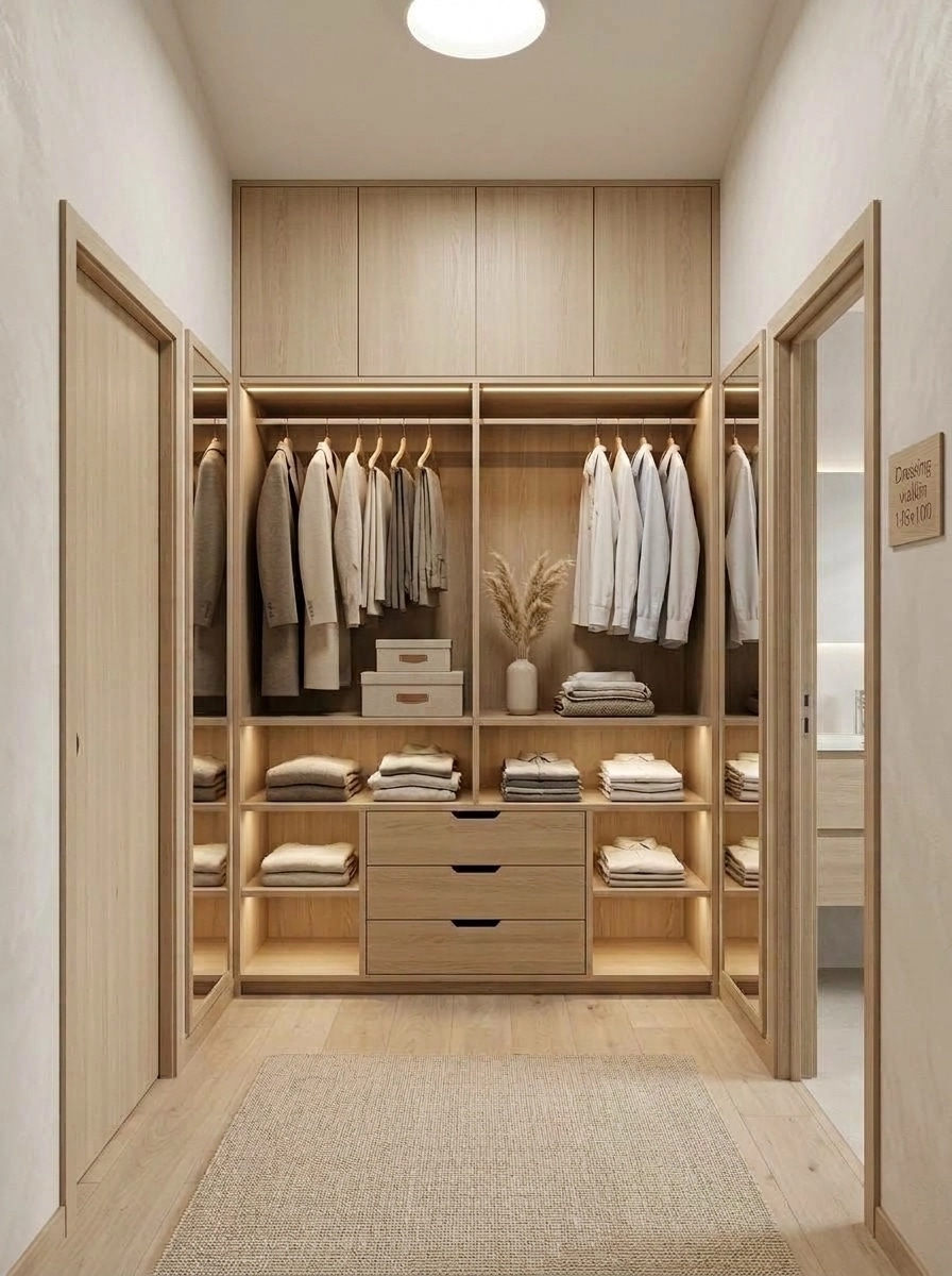 Design de interiores em estilo Japandi — wardrobe por GenRoom AI