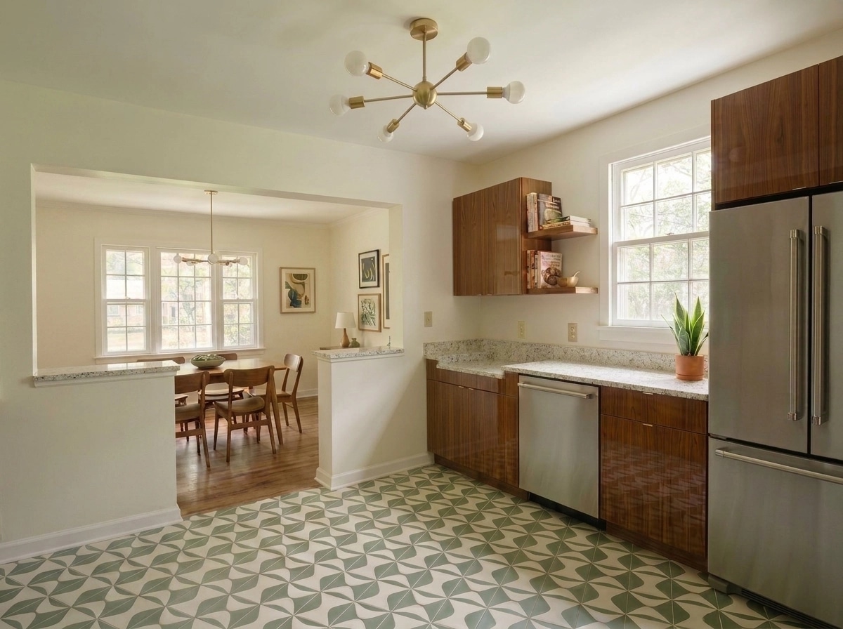 Interior design in Mid-Century Modern style — Kitchen by GenRoom AI