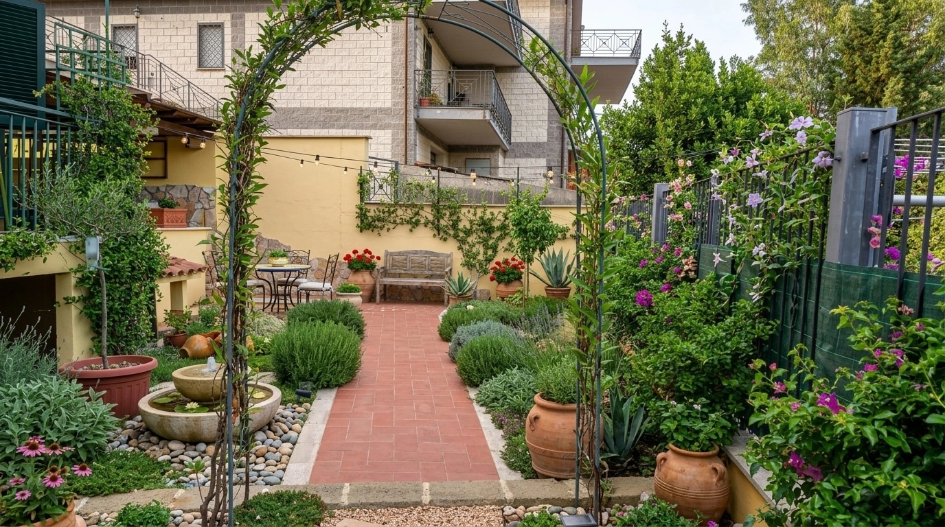 Landscape design in Mediterranean Yard style — Yard by GenRoom AI