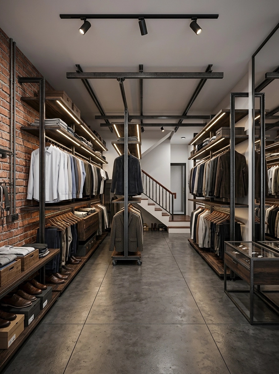 Interior design in Loft / Industrial style — wardrobe by GenRoom AI