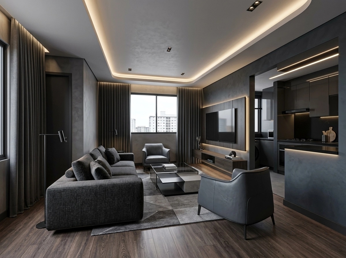 Blacktec Living Room design — interior photo by GenRoom AI