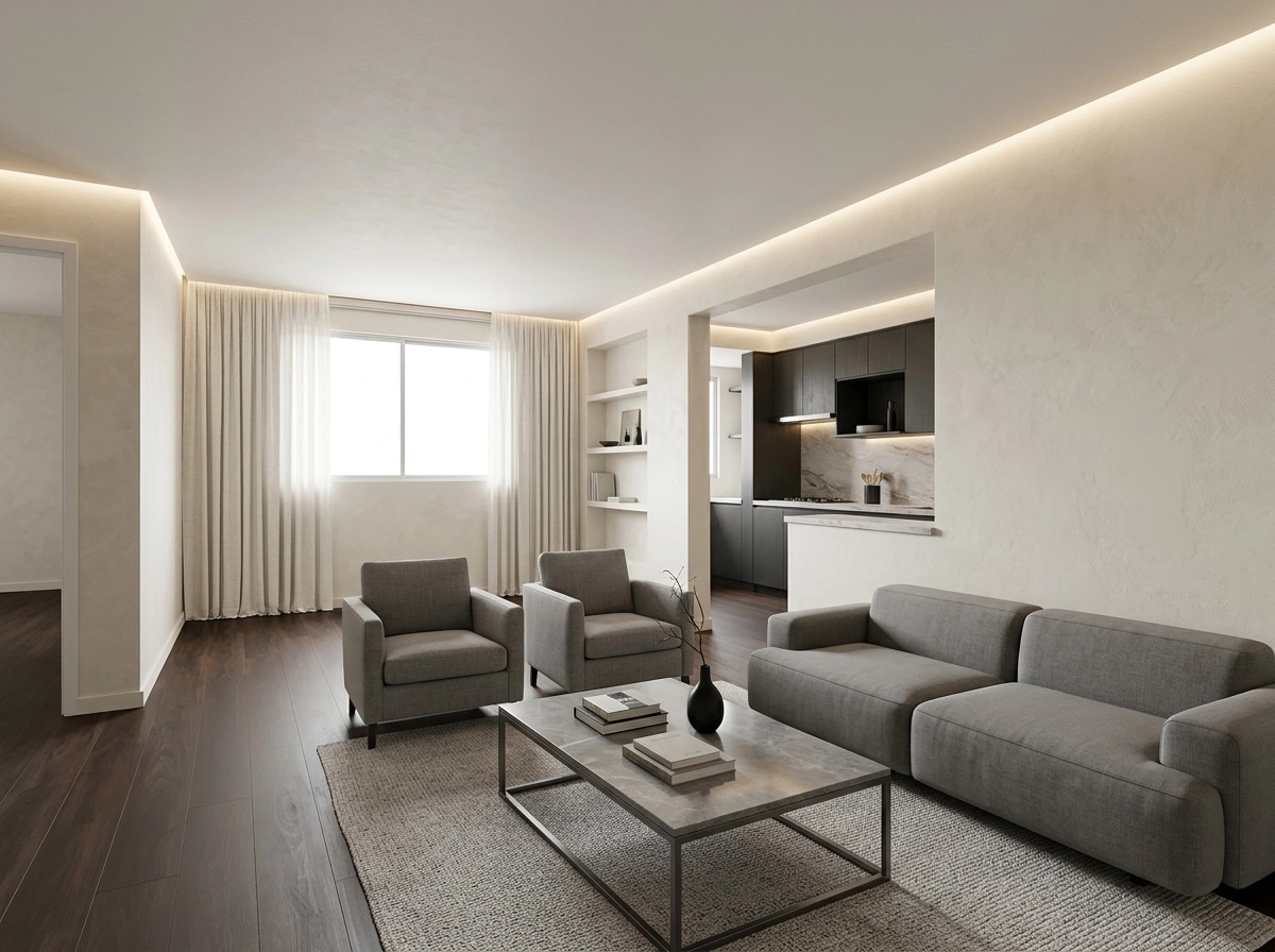 Minimalism Living Room design — interior photo by GenRoom AI