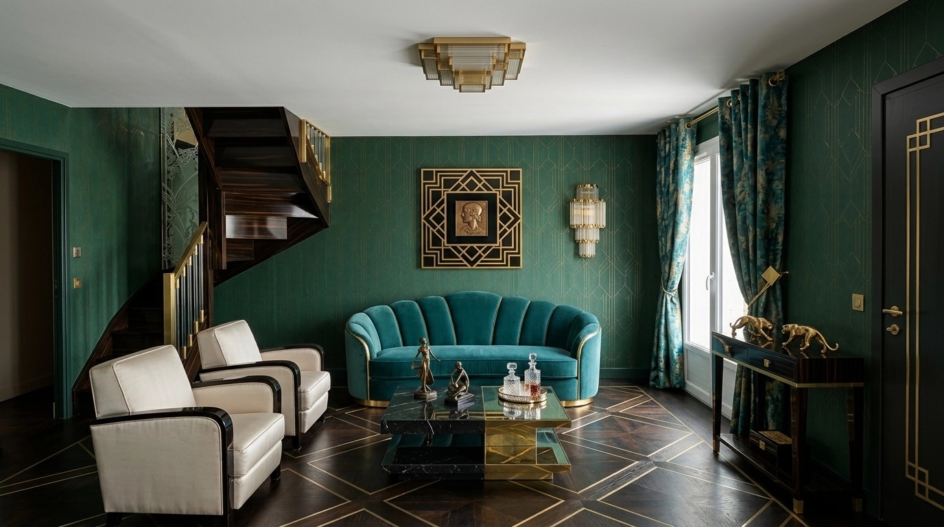 Art Deco Living Room design — interior photo by GenRoom AI