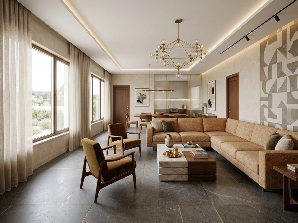 Thiết kế nội thất theo phong cách Portuguese Modern — Phòng khách bởi GenRoom AI