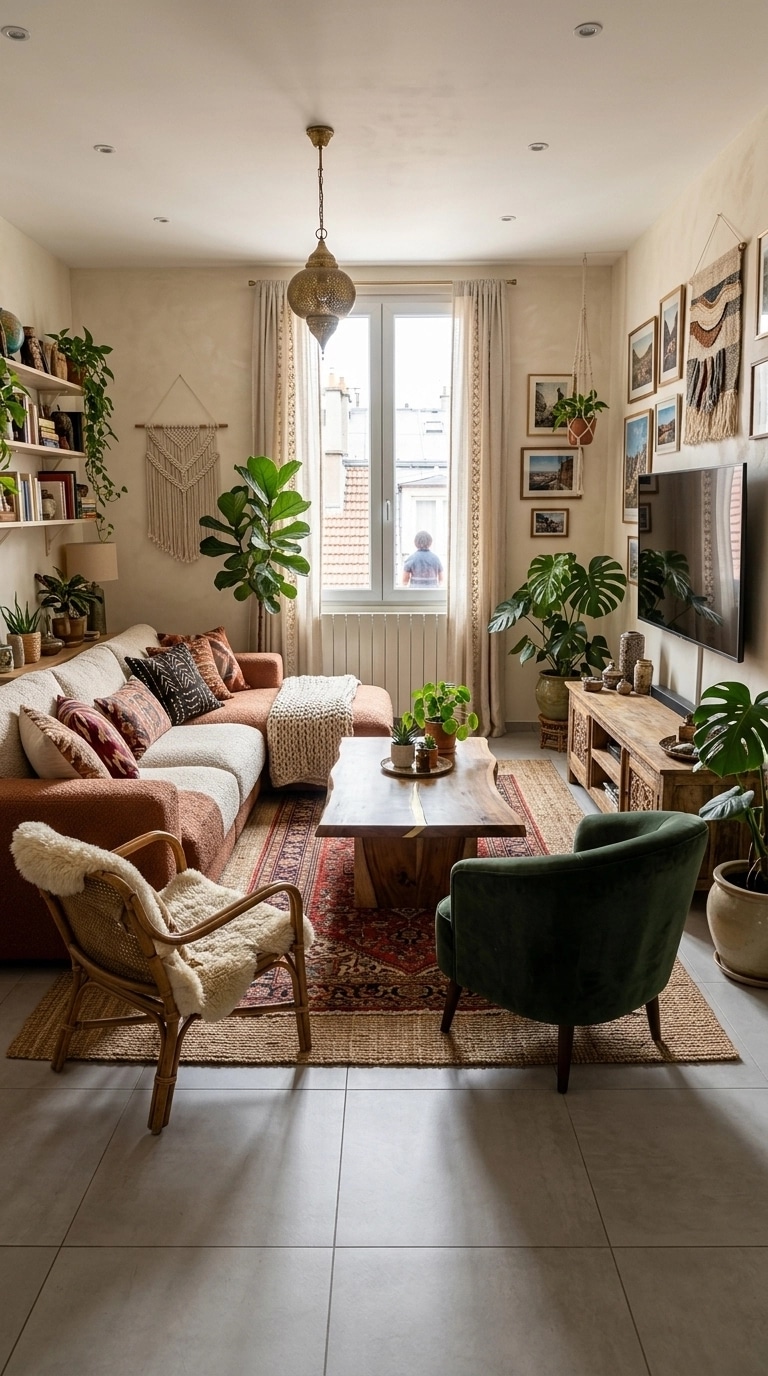Interior design in Bohemian style — Living Room by GenRoom AI
