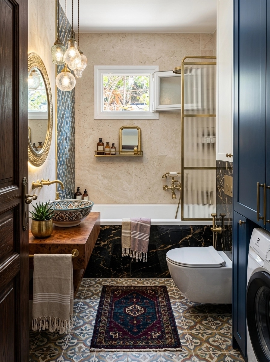 Bathroom interior in Eclectic style — photo by GenRoom AI