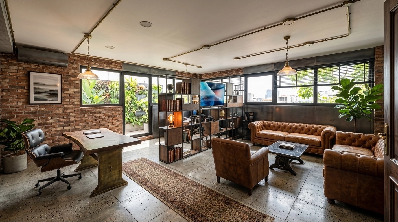 Interior design in Loft / Industrial style — Living Room by GenRoom AI