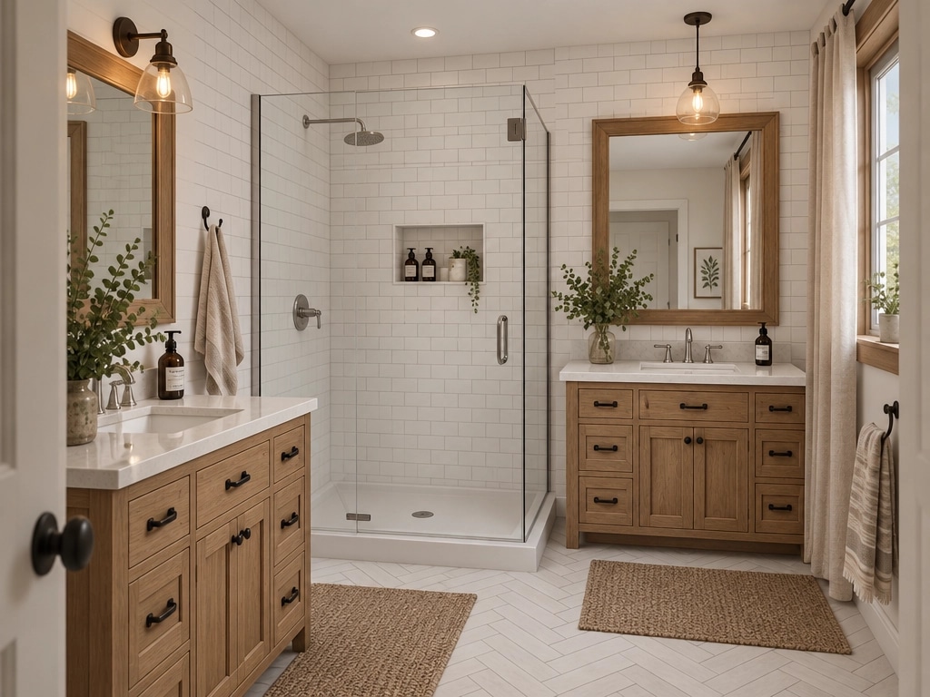 Bathroom interior in Modern Farmhouse style — photo by GenRoom AI