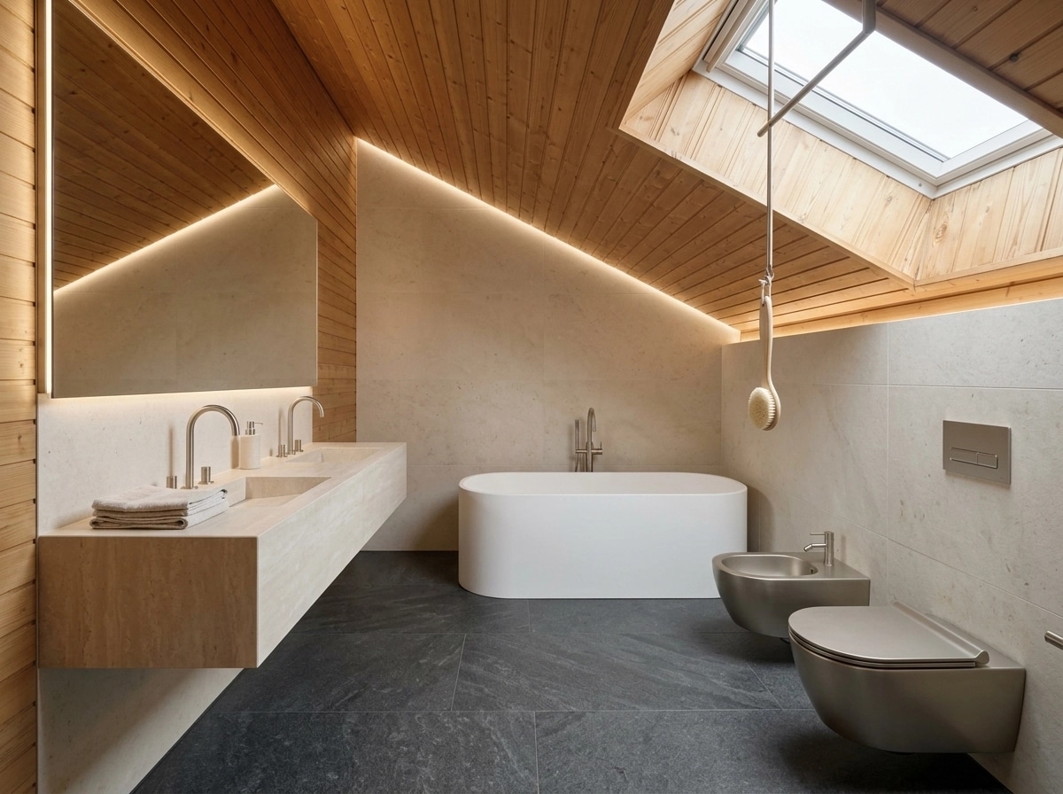 Bathroom interior in Minimalism style — photo by GenRoom AI