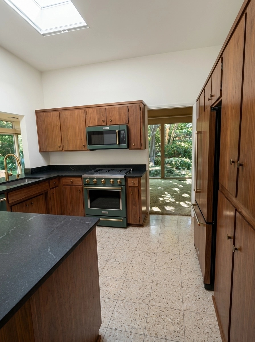 Interior design in Mid-Century Modern style — Kitchen by GenRoom AI