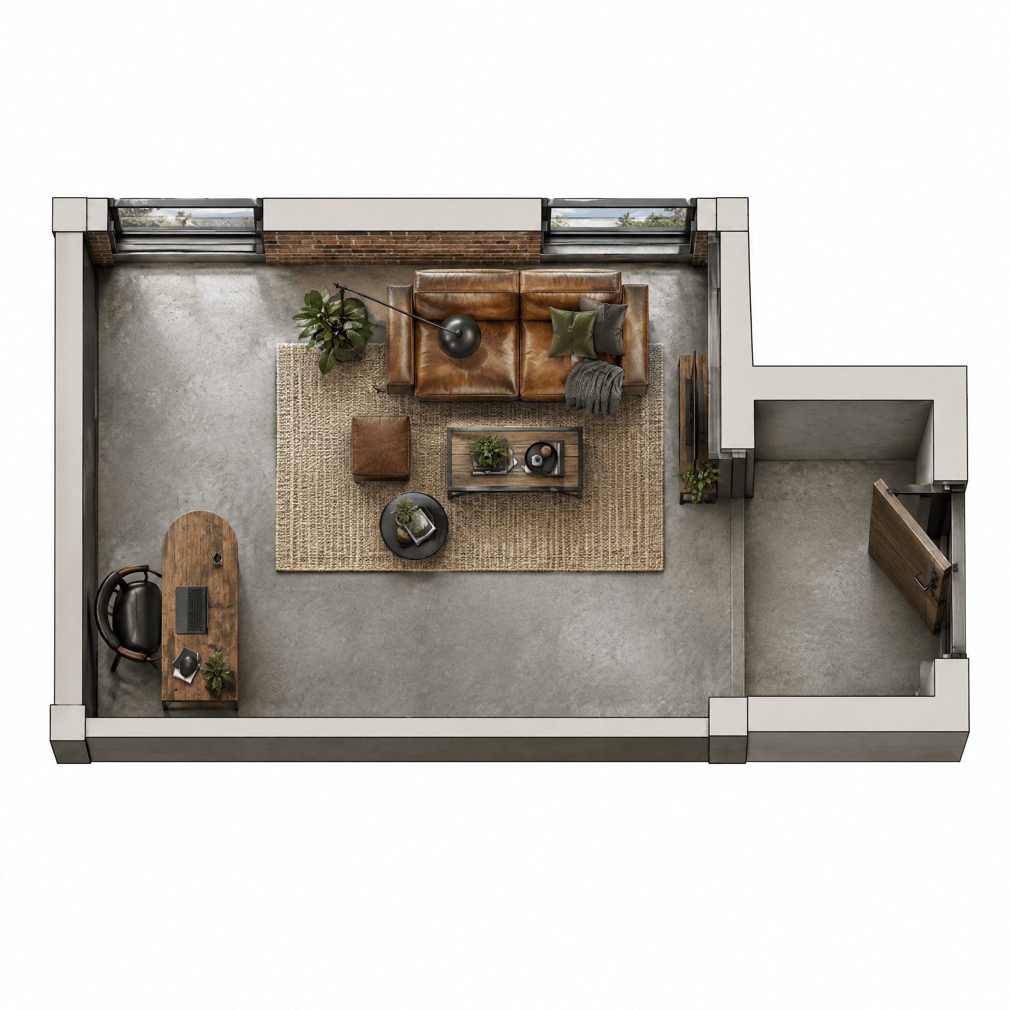 Interior design in Loft / Industrial style — Living Room by GenRoom AI