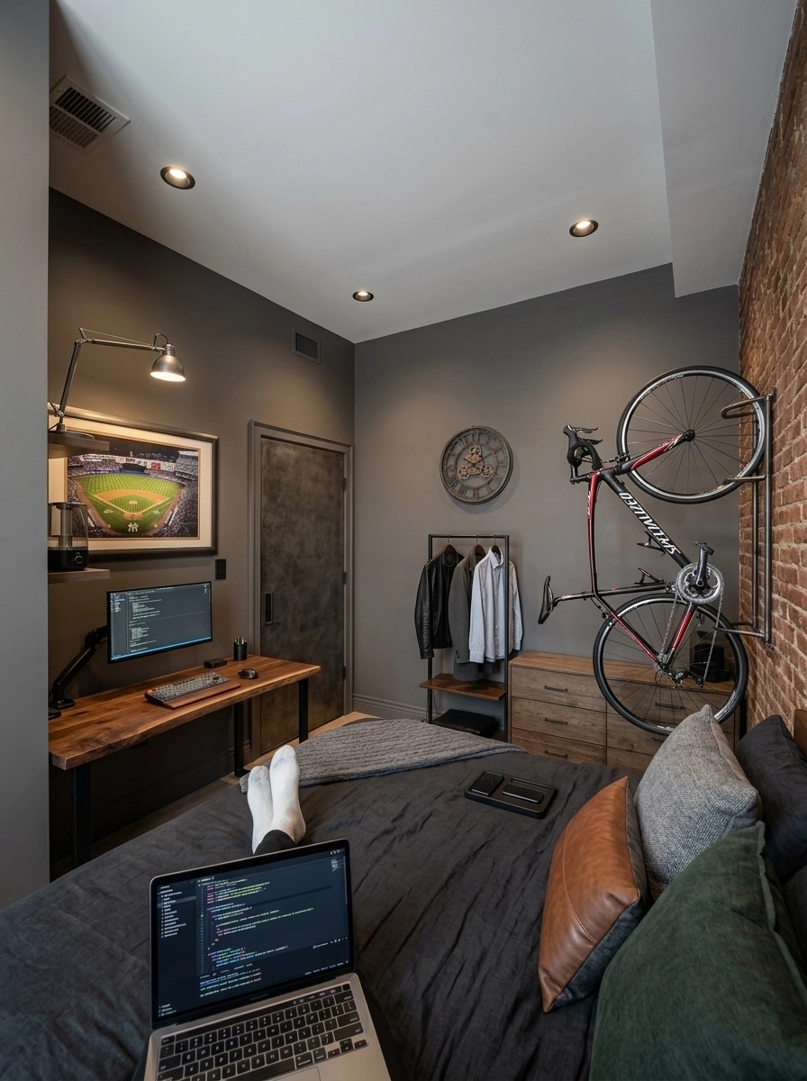 Loft / Industrial Bedroom design — interior photo by GenRoom AI