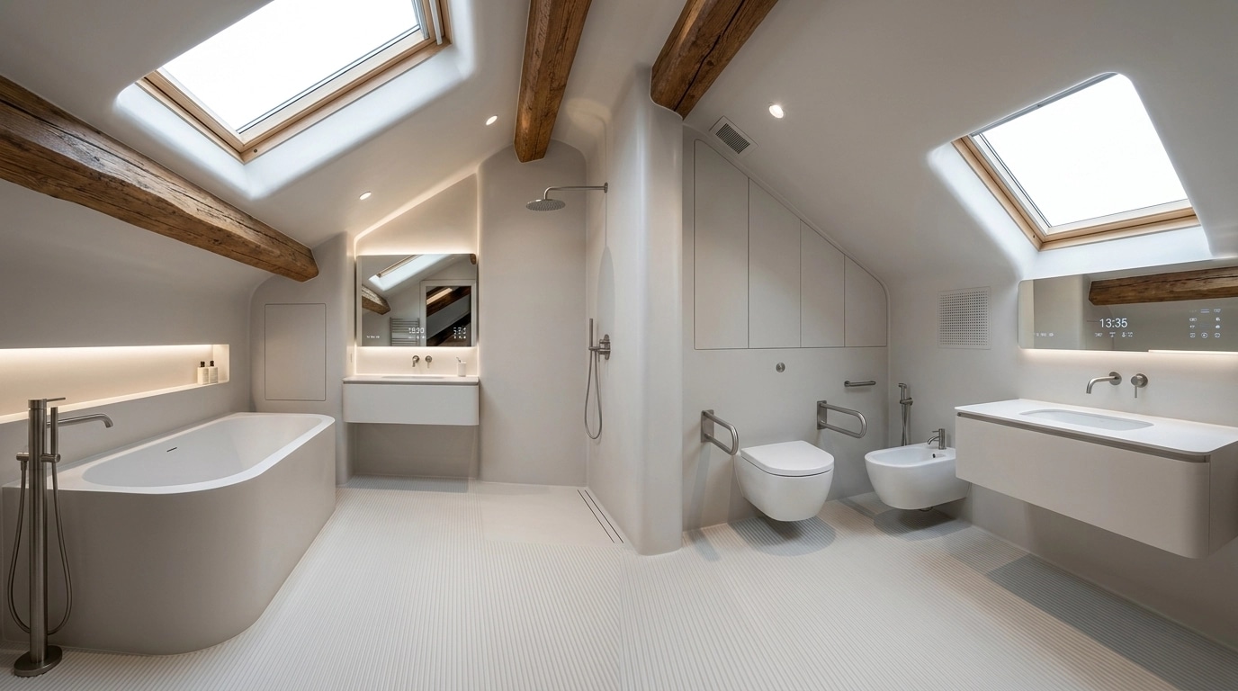 Bathroom interior in Minimalism style — photo by GenRoom AI