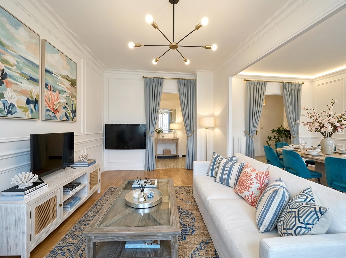 Interior design in Coastal / Hamptons style — Living Room by GenRoom AI