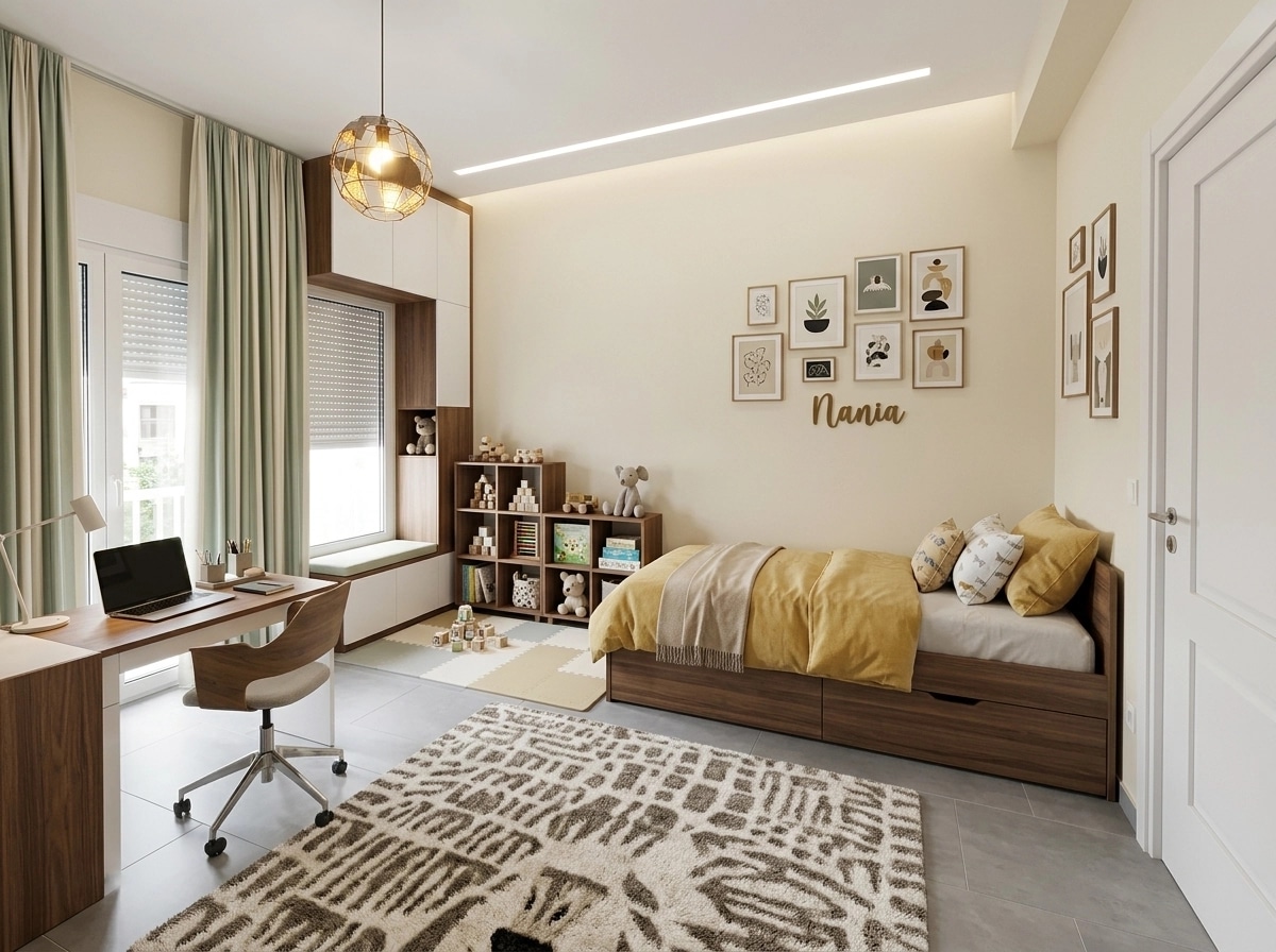 Contemporary Kids Room design — interior photo by GenRoom AI