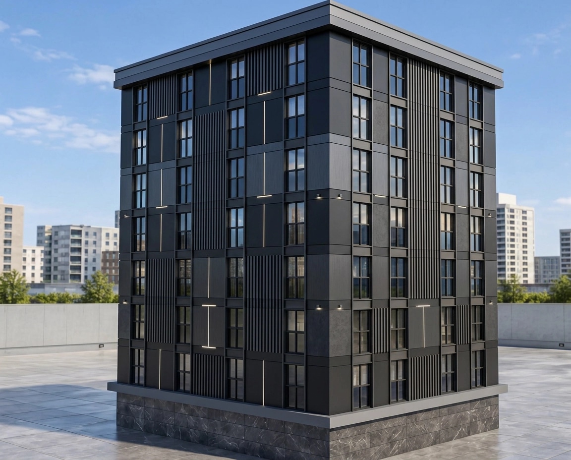 Facade design in Blacktec Facade style — Facade by GenRoom AI