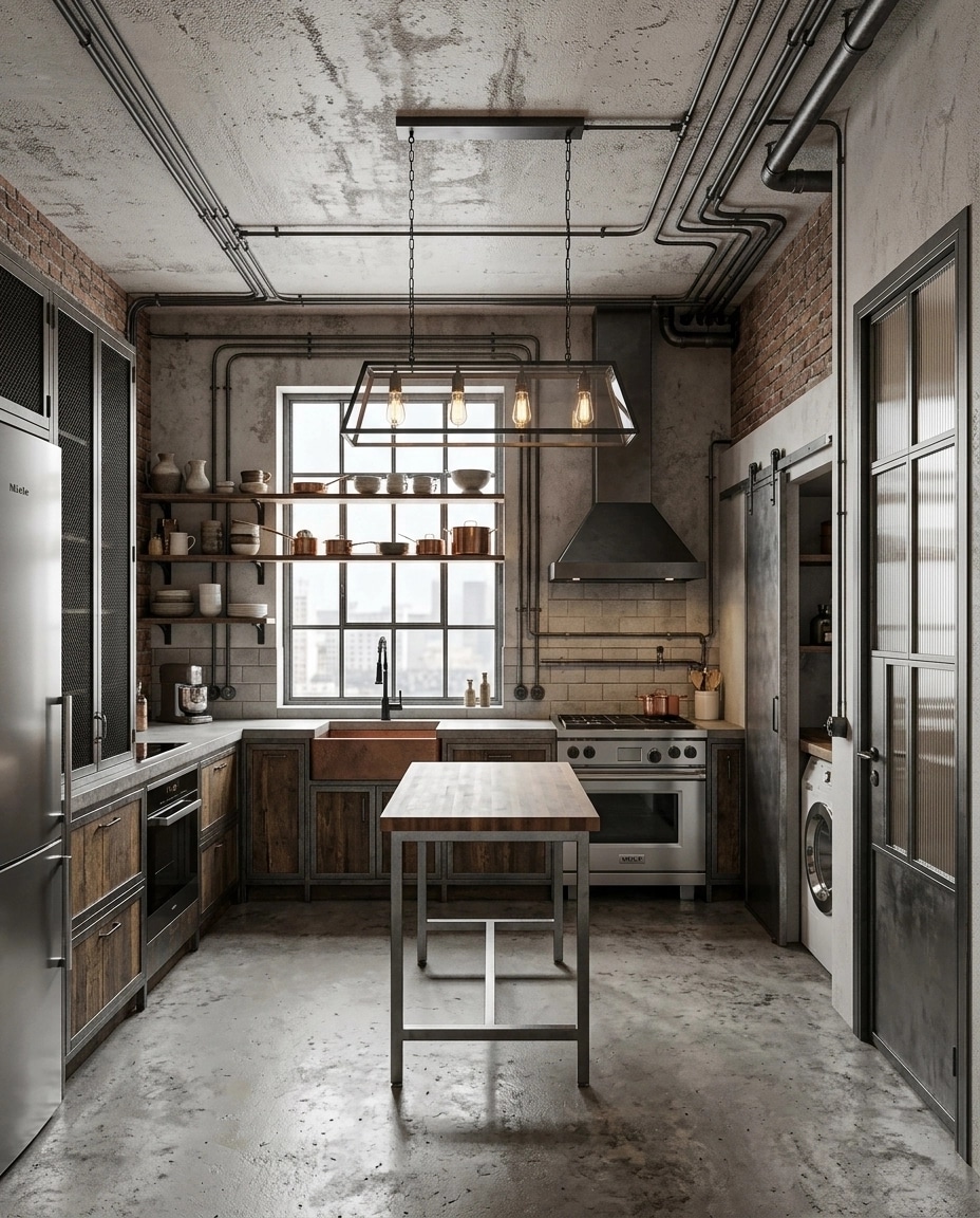Kitchen interior in Loft / Industrial style — photo by GenRoom AI