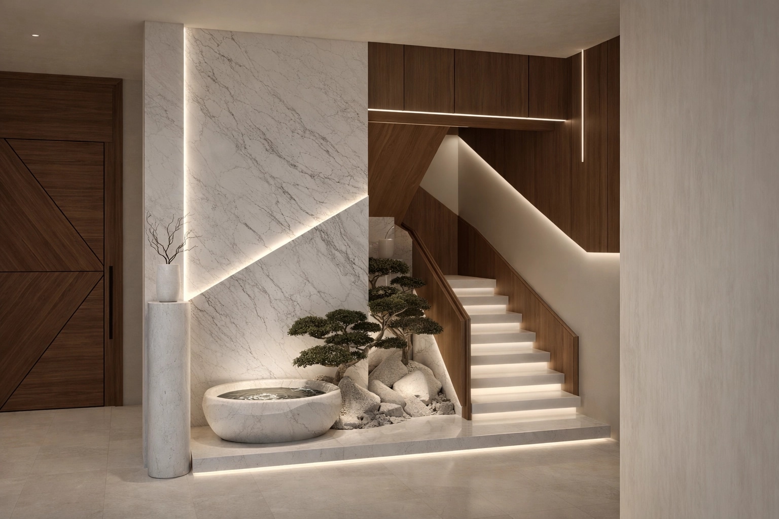 Hallway interior in Minimalism style — photo by GenRoom AI