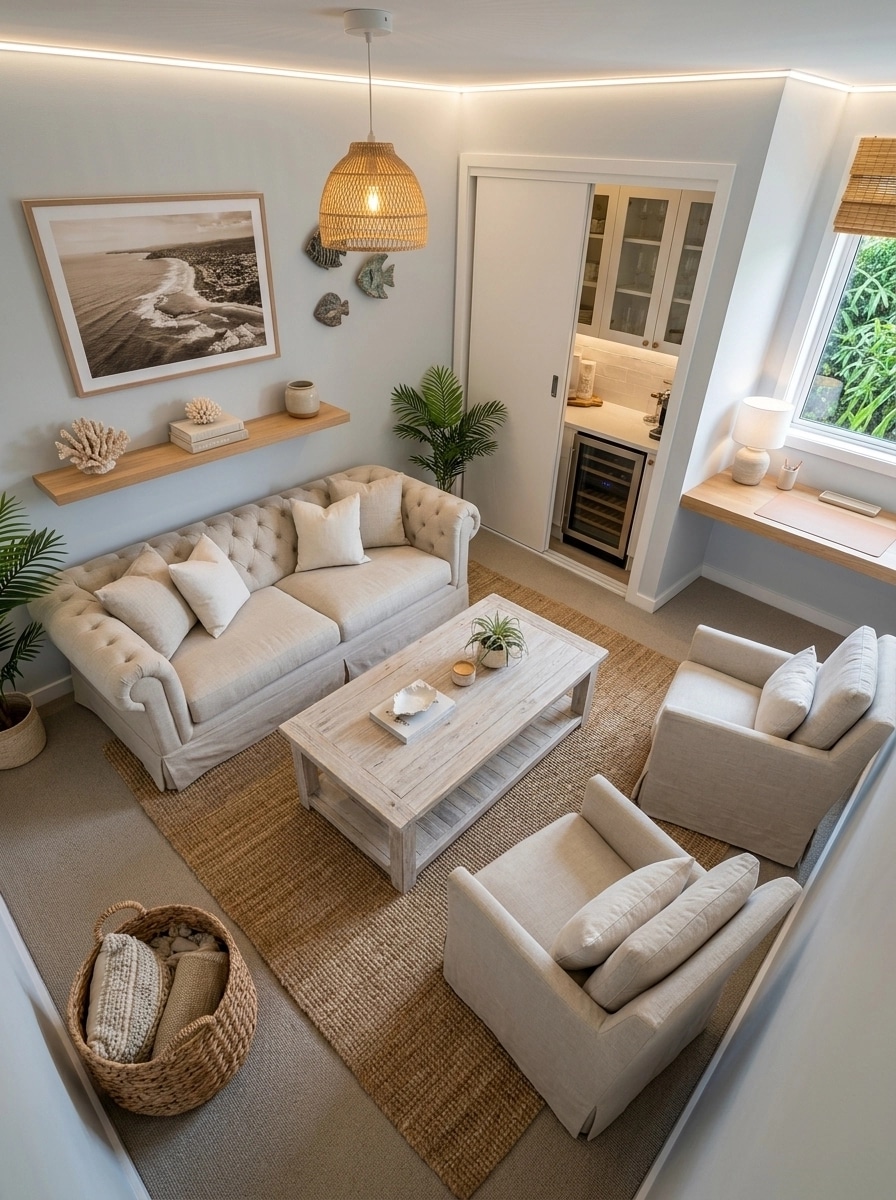 Interior design in Coastal / Hamptons style — Living Room by GenRoom AI