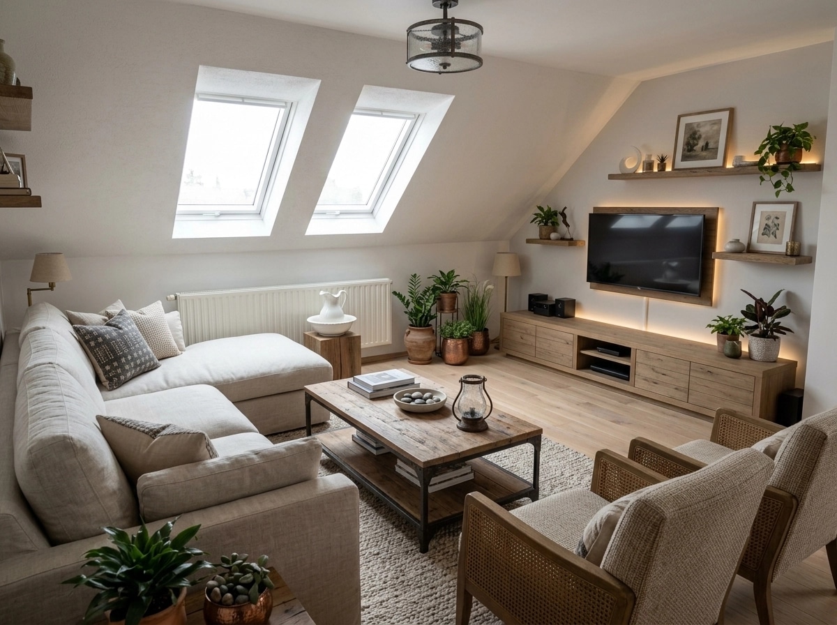 Interiördesign i stilen Modern Farmhouse — Vardagsrum av GenRoom AI