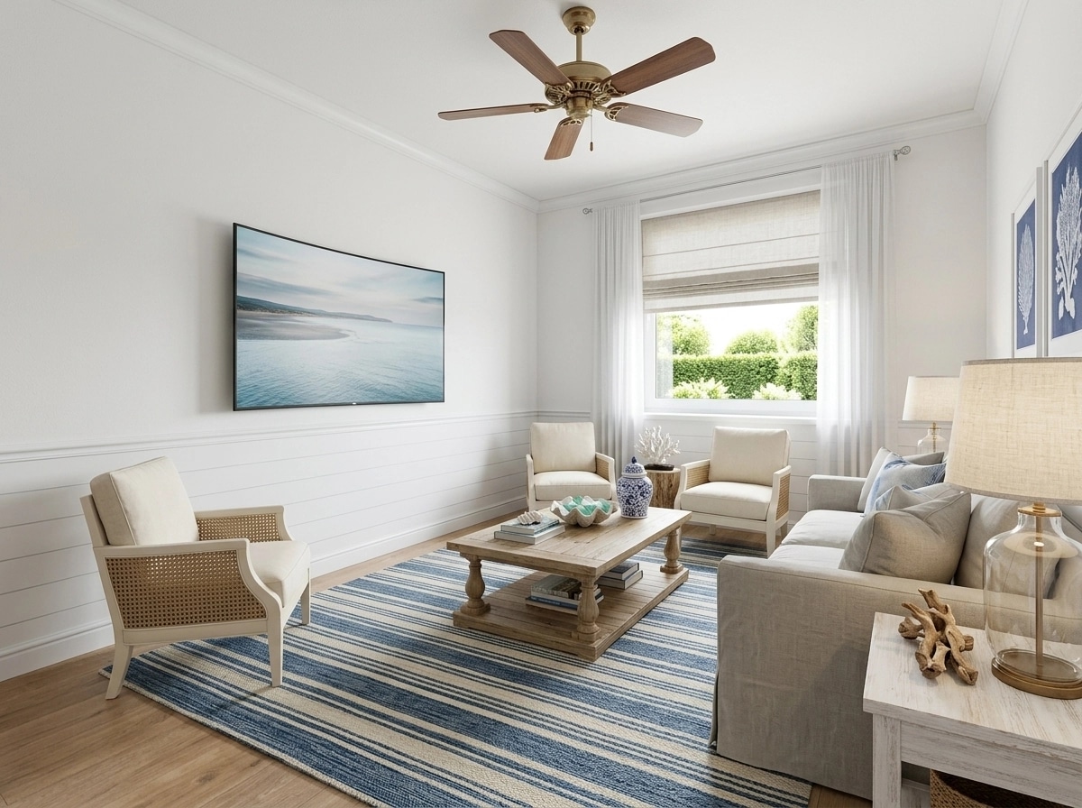 Interior design in Coastal / Hamptons style — Living Room by GenRoom AI