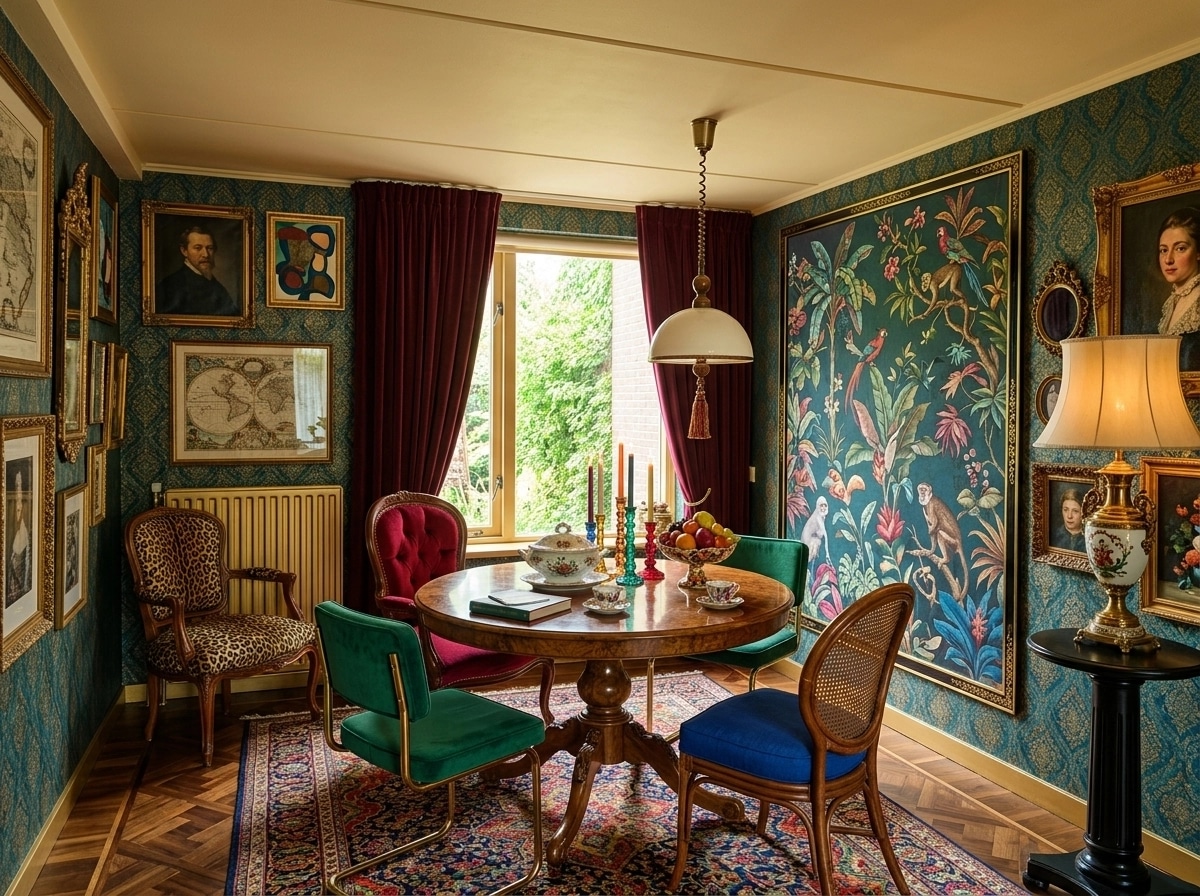Interior design in Maximalist style — dining_room by GenRoom AI