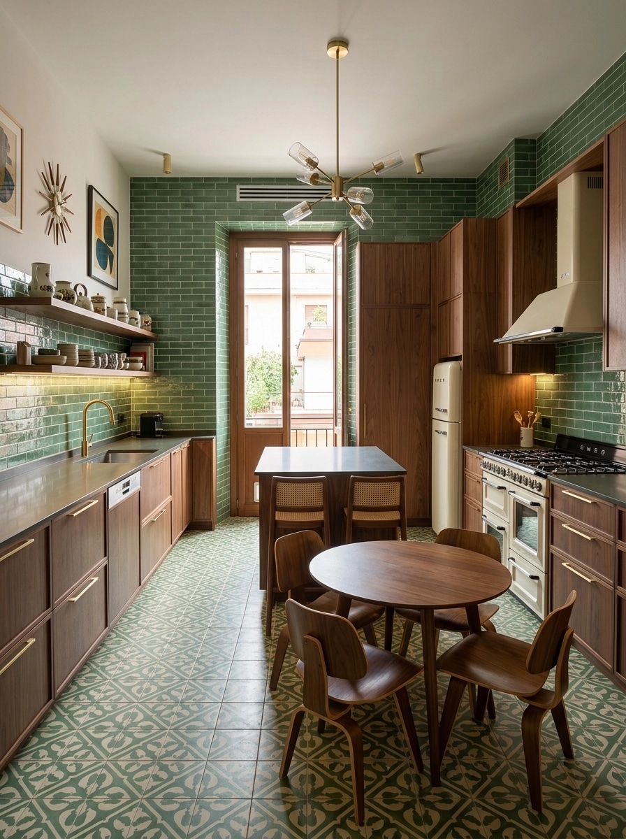 Mid-Century Modern Kitchen design — interior photo by GenRoom AI