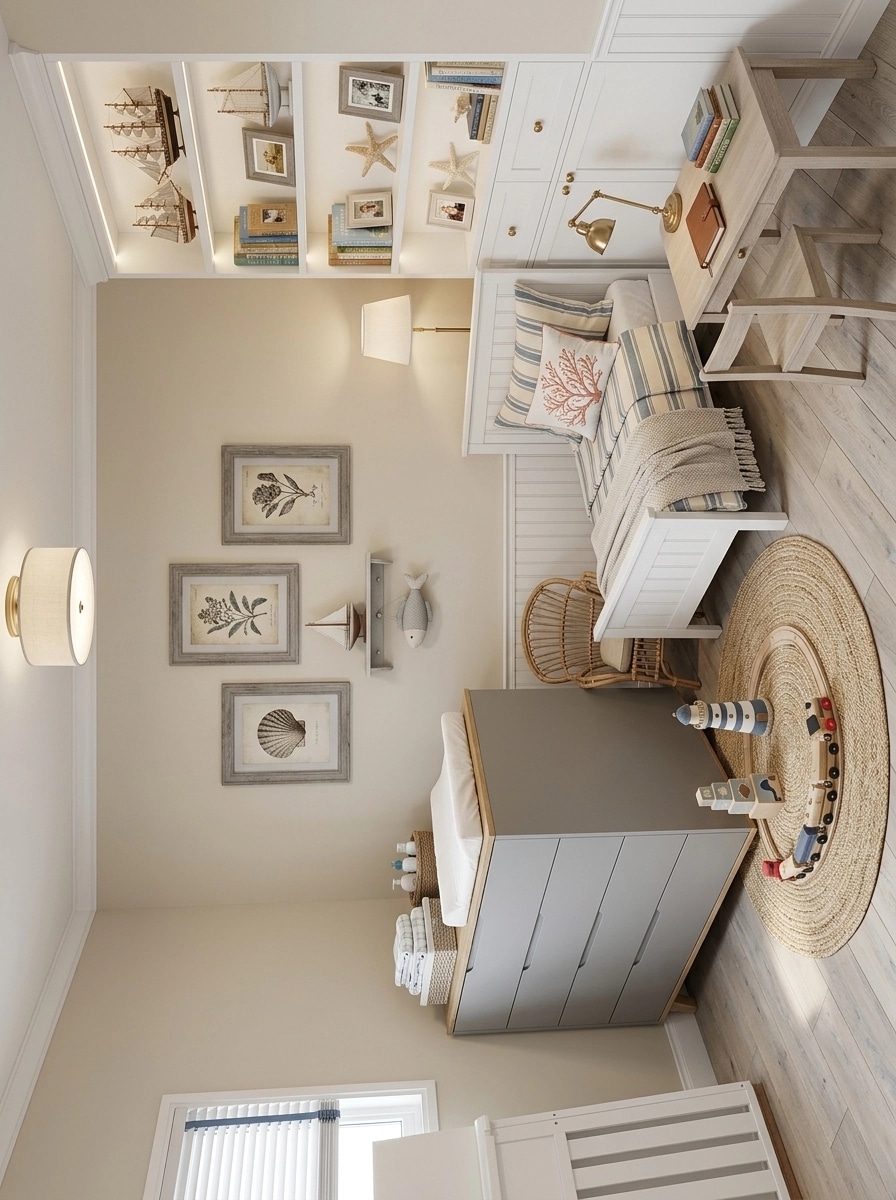 Interior design in Coastal / Hamptons style — Kids Room by GenRoom AI