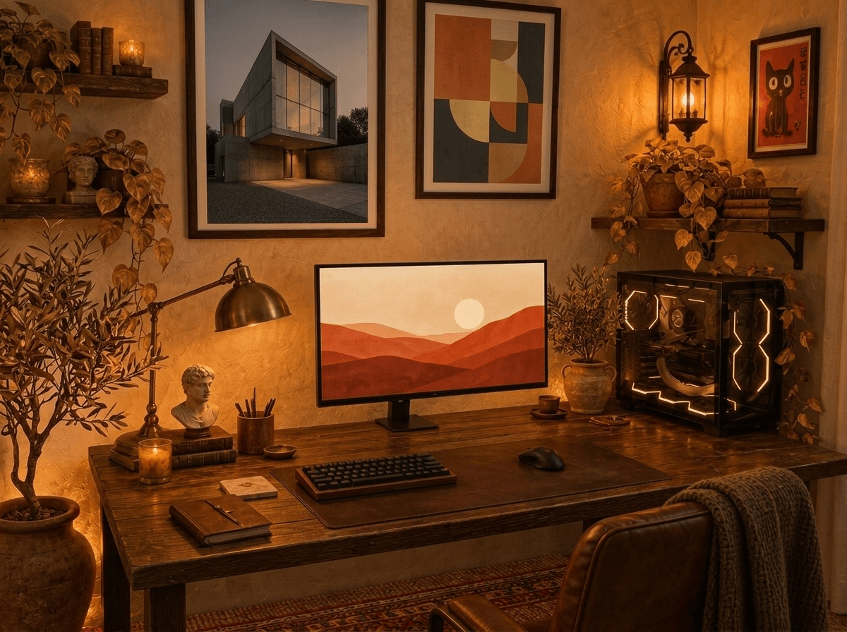 Office interior in Tuscan style — photo by GenRoom AI